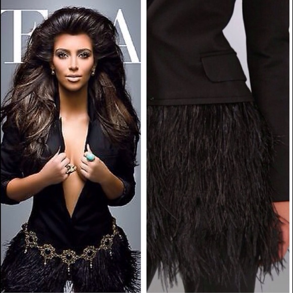 NWOT Elizabeth & James Ostrich Feather Jacket - Picture 3 of 4