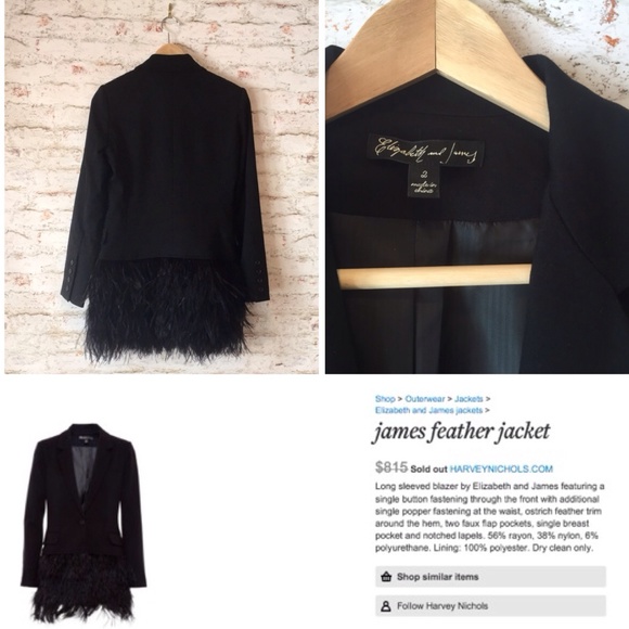 NWOT Elizabeth & James Ostrich Feather Jacket - Picture 4 of 4