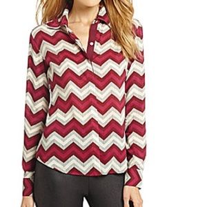 Foxcroft cranberry chevron button up