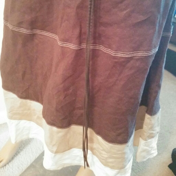 Brown Colorblock Skirt w/ Braided belt - Picture 4 of 4