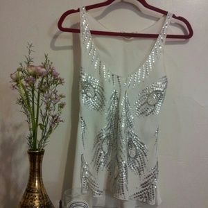 Sequin White Silk top RESERVED