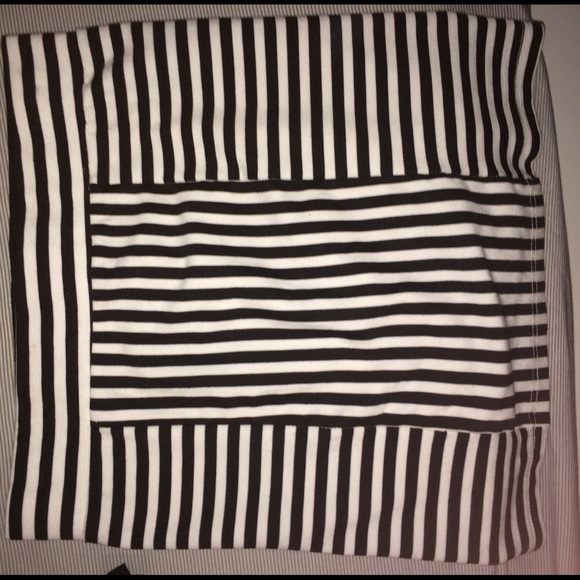 Mink pink pencil skirt black white stripe