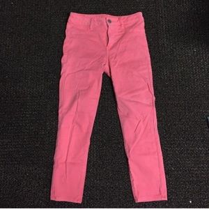 hot pink cropped jeggings