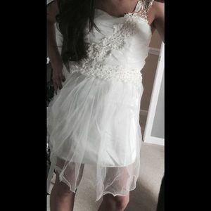 White dress with lace strap