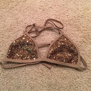 Gold Sequined Bikini Top
