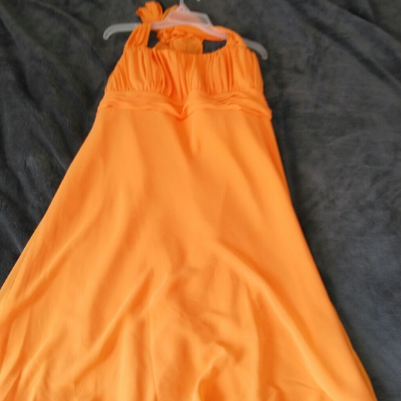 Orange David's bridal bridesmaid dress