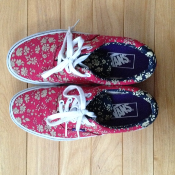 Red vintage floral vans