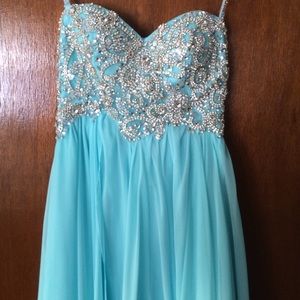 Sherri Hill Blue Halter Prom Dress