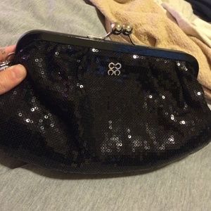 Black sequin evening bag coach