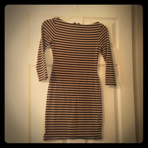 XS Black and Tan Striped Dress