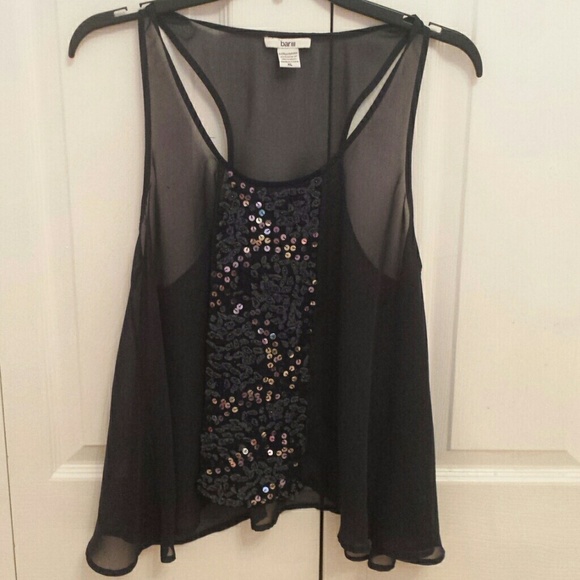 Bar I I I midnight blue asymmetrical sequin tank
