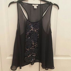 Bar I I I midnight blue asymmetrical sequin tank