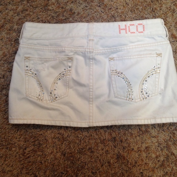 Hollister white jean skirt