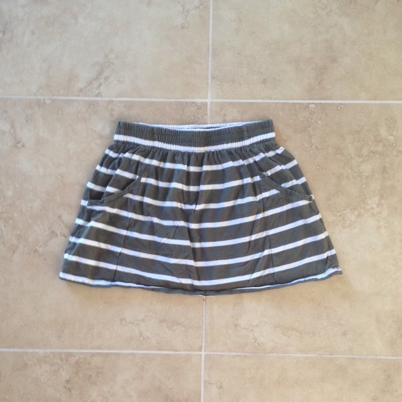 Green and white striped skirt