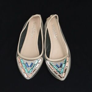 Rhinestone nude slippers