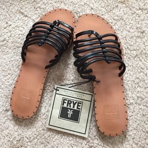 Frye Black Leather cage sandals