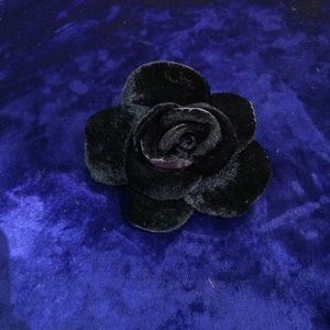Black Silk Velvet Rose Lapel Pin