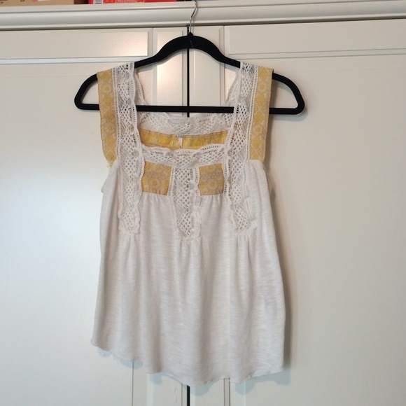 Yellow crochet Free People sleeveless shirt
