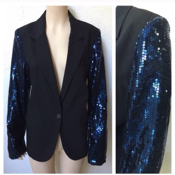 blazer with sequin sleeves