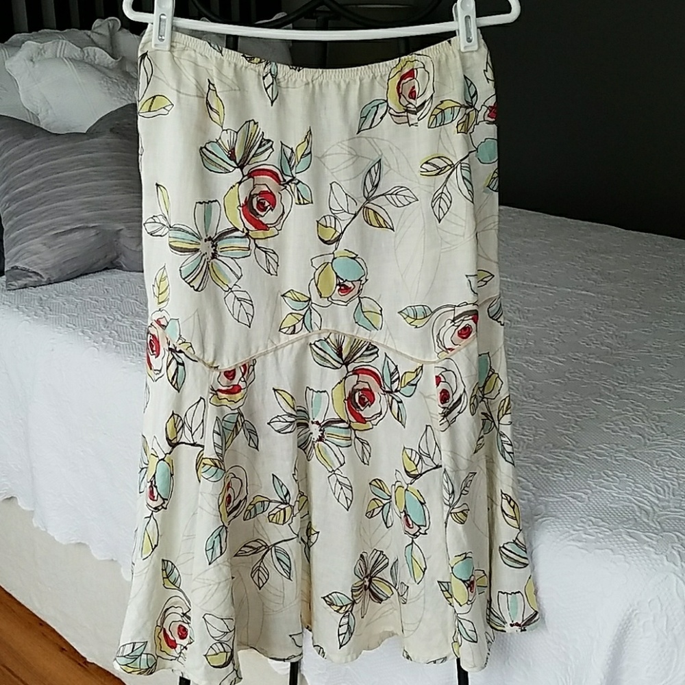 two star dog 100% linen Floral Skirt