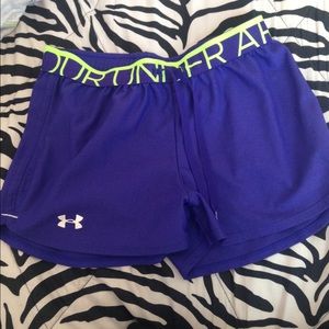 Neon purple under armour shorts