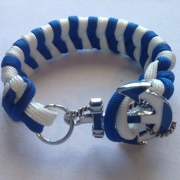 River Bar Bracelet Nautical Blue/White Stripes 7"L