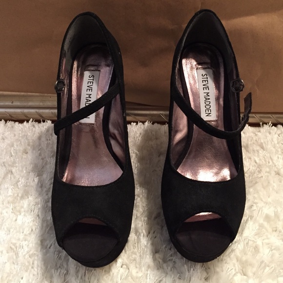 Steve Madden open toe wedge pumps.