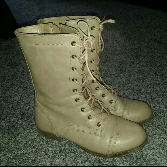Taupe combat boots
