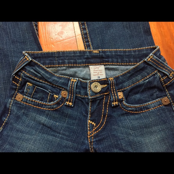 True religion low rise bootcut jeans medium wash