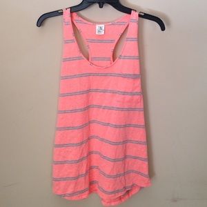 Orange with gray stripe tank top☀️