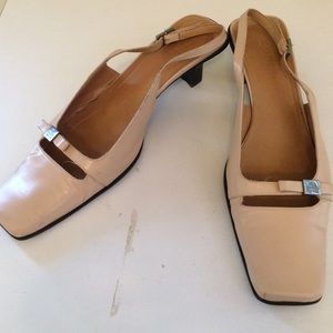 Gucci square kitten heel sling backs