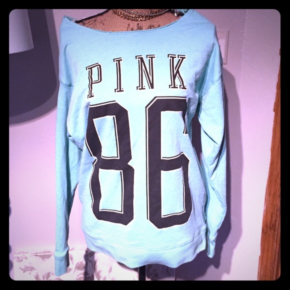 Baby blue off the shoulder crew 💗