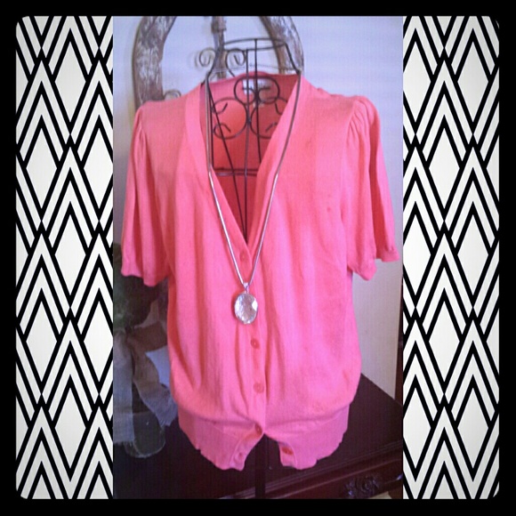 Loft Sz L v-neck princess short sleeves cardigan.