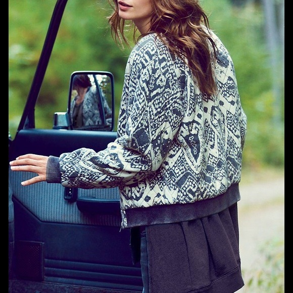 Free People Printed Quilted Bomber Jacket NWOT