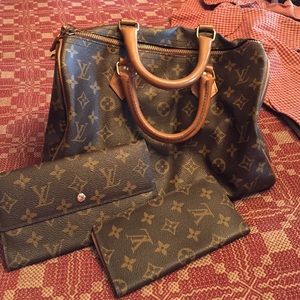 Louis Vuitton check book, wallet and bag!