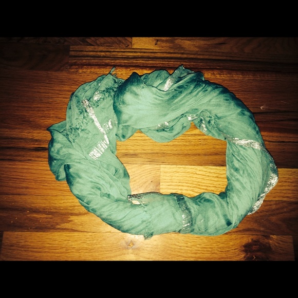 Teal and silver scarf