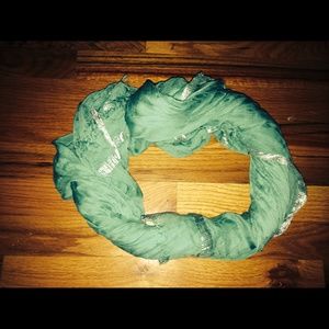 Teal and silver scarf