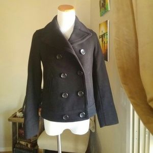 Black Gap mod cut wool cropped peacoat