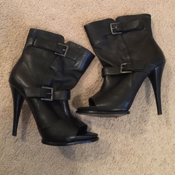 Guess by Marciano Shoes - Black leather ankle boots open toe