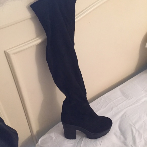 cleated thigh high boots