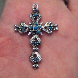 Cross with turquoise jewels