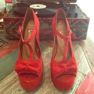 Red leather Jeffrey Cambell wedges