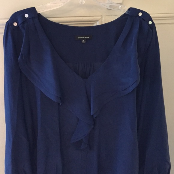 SOLD in bundle. Navy Saks silk blouse - Picture 3 of 4