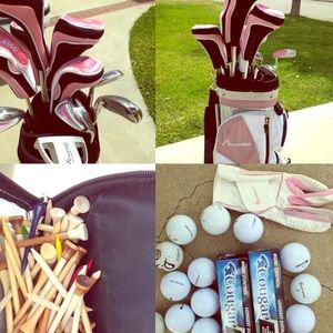 complete golf set, with 21 golf balls and glove