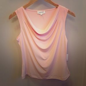 Pink cowl neck top