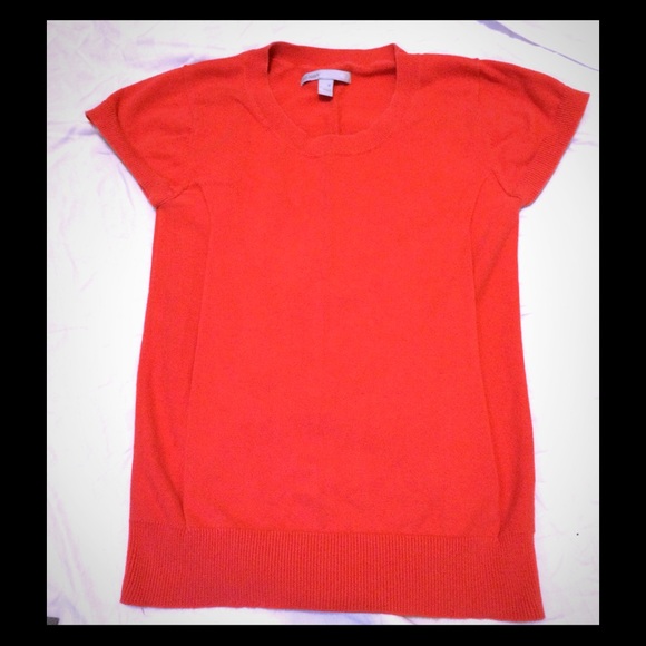Orange short sleeve shirt--- very flattering!