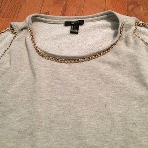 Chained gray cut out crew sweatshirt