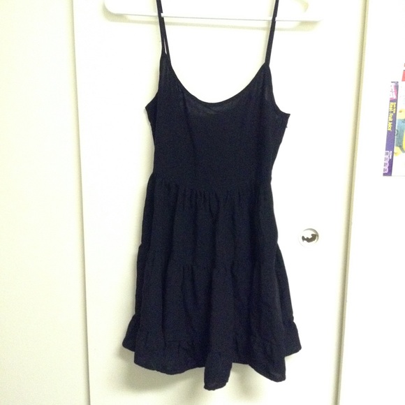 Tiered Black Smock Dress