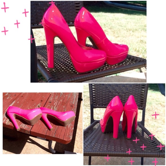 Hot, NEON Pink, platform shoes - Picture 2 of 4