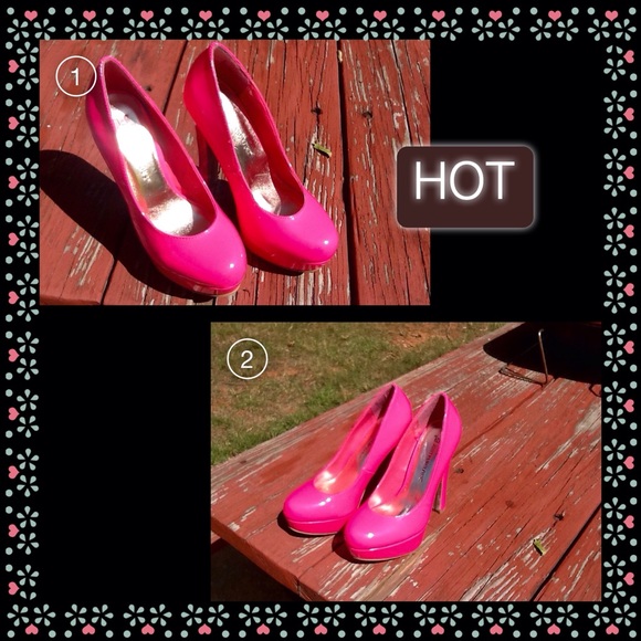 Hot, NEON Pink, platform shoes - Picture 3 of 4